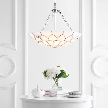 Bailey 23.5" Adjustable Marble/Metal LED Chandelier - JONATHAN Y